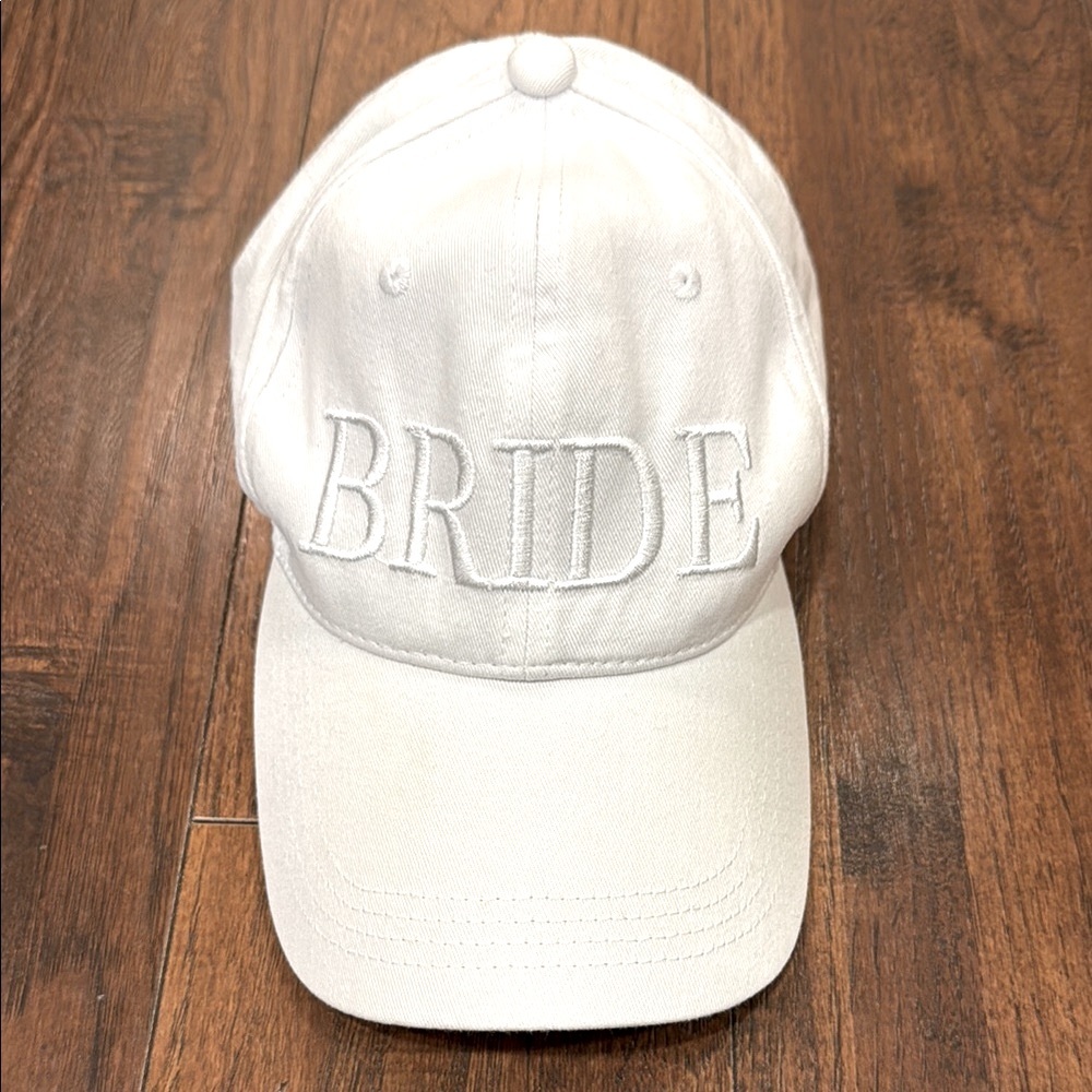 White Baseball Cap with Bride Embroidery